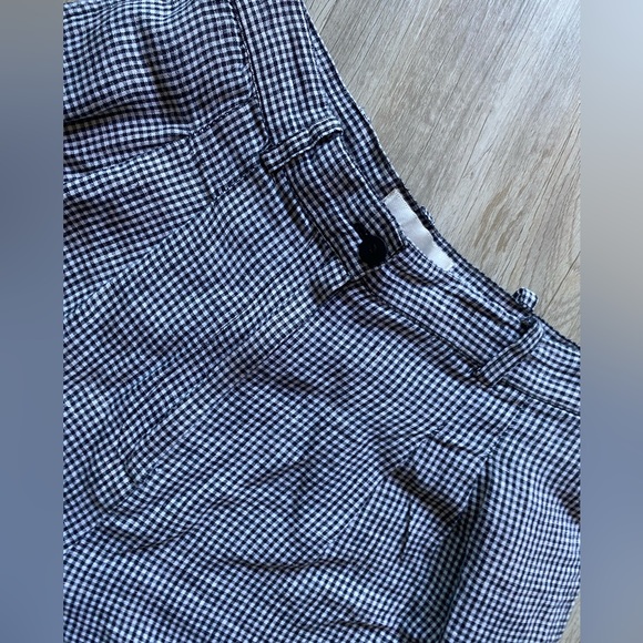Vintage 100% Linen Black & White Checkered Print Skater Y2K 90s 80s Shorts - Picture 2 of 9